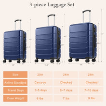 Cargar imagen en el visor de la galería, 20-28 Inch Luggage, Expandable Hardside Suitcase With Spinner Wheels, Hard Shell ABS Durable Lightweight Travel Luggage With TSA Lock, Blue,Black
