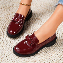 Load image into Gallery viewer, Patent Leather Glossy Tassel Mid Heel Retro Loafers Stylish Casual Shoes
