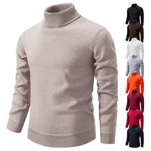 Load image into Gallery viewer, Men's Turtleneck Pullover Sweater Fashion Solid Color Fleece Lined Knitted Long-sleeved Top Clothing
