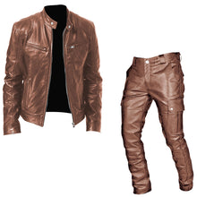 Load image into Gallery viewer, Leather Coat Leather Pants Two-piece PU Casual
