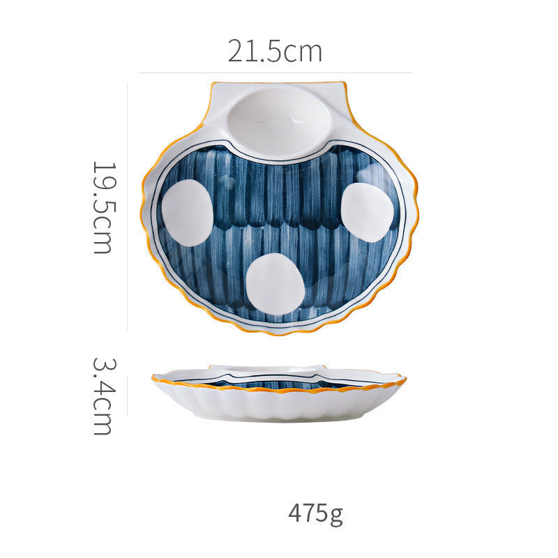 Multi-purpose Dumpling With Vinegar Dish Ceramic