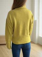 Load image into Gallery viewer, Front Slit Decorative Button Turtleneck Sweater
