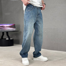 Cargar imagen en el visor de la galería, Fashion Pockets Jeans Men's Wide-leg Straight Trousers Versatile Casual Long Pants Streetwear Clothing
