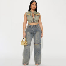 Cargar imagen en el visor de la galería, Y2k Baggy Wide Leg Jeans Women Vintage Streetwear Washed Denim Pants Grunge Basic Slouchy Trousers
