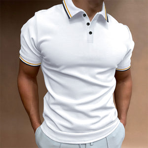 Camiseta tipo polo ajustada con rayas acanaladas para hombre