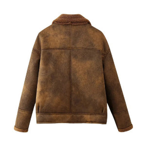 Brown Maillard Blooming Fur Coat Jacket