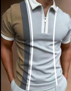 Camisa POLO para hombre, camiseta de manga corta con estampado de rayas y solapa