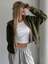 Cargar imagen en el visor de la galería, Honey Zip Up Long Sleeve Cropped Jacket
