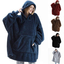 Load image into Gallery viewer, Hoodie Sweatshirt With Big Pocket Tops Sweater Comfortable Loose Double-Sided Fleece Thicker Wearable Blanket
