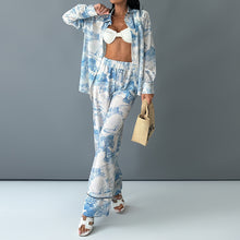 Load image into Gallery viewer, Women&#39;s Printed Shirt Long-sleeved Wide-leg Pants
