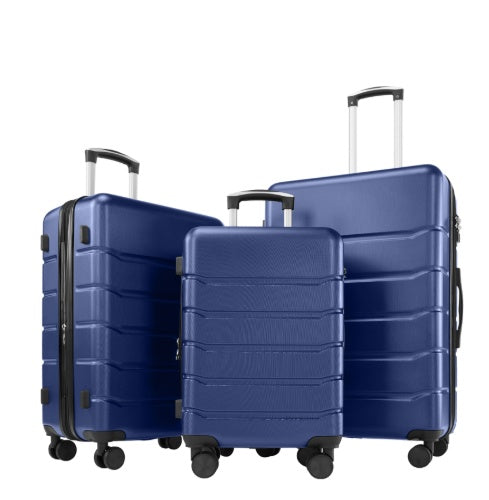 20-28 Inch Luggage, Expandable Hardside Suitcase With Spinner Wheels, Hard Shell ABS Durable Lightweight Travel Luggage With TSA Lock, Blue,Black