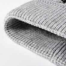 Load image into Gallery viewer, Striped Contrast Knit Hat with Pom-pom
