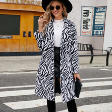 Load image into Gallery viewer, European And American Fashion Leisure Suit Collar Artificial Leather Fur Coat Zebra Pattern Plush Long Coat Autumn And Winter
