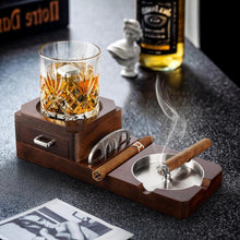 Load image into Gallery viewer, Solid Wood Cigar Ashtray With Drawer And Whiskeycigar Tray
