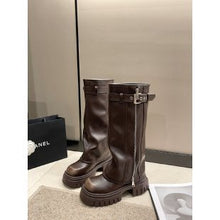 Load image into Gallery viewer, Western Style Raise The Bottom Brown Boots For Women
