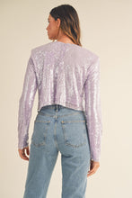 Load image into Gallery viewer, MABLE Shoulder Padded Sequin Crop Top
