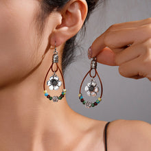 Load image into Gallery viewer, Vintage Earrings Ethnic Style Antique Silver Flower Turquoise Rope Pendant Women's Jewelry

