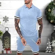 Load image into Gallery viewer, Mens Short Sets 2 Piece Outfits Polo Shirt Fashion Summer Tracksuits Casual Set Short Sleeve And Shorts Set For Men
