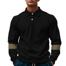 Cargar imagen en el visor de la galería, Fashion Long-sleeved Lapel Polo Shirt With Button Men&#39;s Loose Casual Sports Top Fall Spring Clothing
