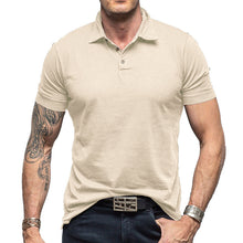 Cargar imagen en el visor de la galería, Camiseta tipo polo de manga corta de color liso para hombre
