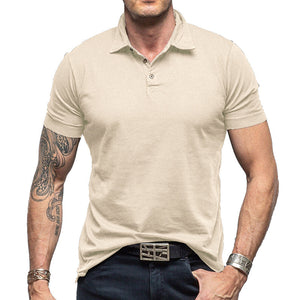 Camiseta tipo polo de manga corta de color liso para hombre