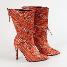 Load image into Gallery viewer, Plus Size Pointed Print High Heel Fashion Boots Women
