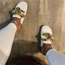 Load image into Gallery viewer, Fashionable Thick-soled Baotou Metal Chain Slippers

