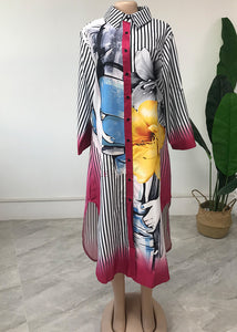 Temperament Commuter Printing Fashion Stitching Dress