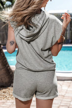 Load image into Gallery viewer, Drawstring Hoodie and Pocketed Shorts Set
