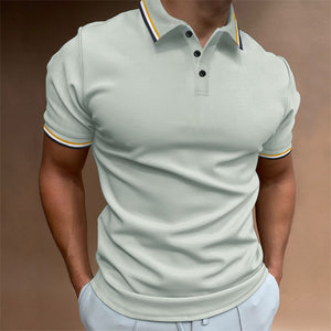 Camiseta tipo polo ajustada con rayas acanaladas para hombre