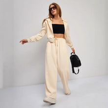 Load image into Gallery viewer, Zipper Sweater Wide-leg Pants Sports Suit
