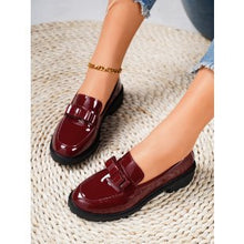 Load image into Gallery viewer, Patent Leather Glossy Tassel Mid Heel Retro Loafers Stylish Casual Shoes
