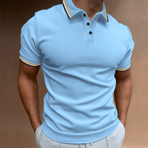 Camiseta tipo polo ajustada con rayas acanaladas para hombre