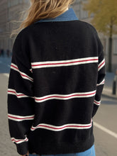 Load image into Gallery viewer, Contrast Stripes Round Neck Long Sleeve Sweater
