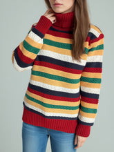 Load image into Gallery viewer, Contrast Stripes Turtleneck Long Sleeve Sweater
