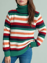 Load image into Gallery viewer, Contrast Stripes Turtleneck Long Sleeve Sweater
