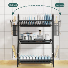 Cargar imagen en el visor de la galería, 3 Tier Dish Drainer Rack With Drip Tray Cutlery Holder Plate Rack Kitchen Sink
