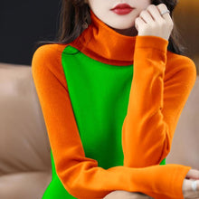 Cargar imagen en el visor de la galería, Women&#39;s Thin Long-sleeved Turtleneck Sweater Loose Knitted Base
