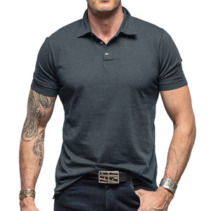 Camiseta tipo polo de manga corta de color liso para hombre