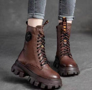 Cargar imagen en el visor de la galería, Women&#39;s Thick-soled High-top With Velvet Martin Retro Biker&#39;s Ankle Boots
