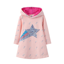 Load image into Gallery viewer, New European And American Girls Cartoon Hooded Long-sleeved Dress
