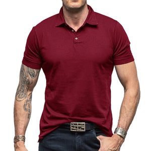 Camiseta tipo polo de manga corta de color liso para hombre