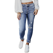 Load image into Gallery viewer, Shiying Spring Four Seasons Skinny Ripped Jeans Fashionable Frayed Hem Skinny Pants
