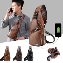 Load image into Gallery viewer, Men Chest Bag PU Shoulder Sling Backpack Pack Travel Sport Cross Body Bags
