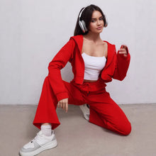 Load image into Gallery viewer, Zipper Sweater Wide-leg Pants Sports Suit
