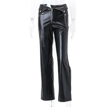 Load image into Gallery viewer, High Waist Straight Loose Wide Leg Casual Pants Leather Pants
