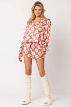 Cargar imagen en el visor de la galería, 2 Pcs Women&#39;s Christmas Pajama Set Santa Tree Print Lapel Neck Button-up Long Sleeve Tops Shorts Loungewear Outfit
