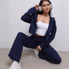 Load image into Gallery viewer, Zipper Sweater Wide-leg Pants Sports Suit
