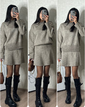 Load image into Gallery viewer, Sweater Skirt Sets For Women 2 Pieces Knit Casual Versatile Long Sleeve Pullover Elegant Solid High Waist Mini Skirt Outfit
