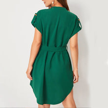 Cargar imagen en el visor de la galería, V-neck Short Sleeve Dress With Belt Summer Fashion Bowknot Dresses For Women Clothing
